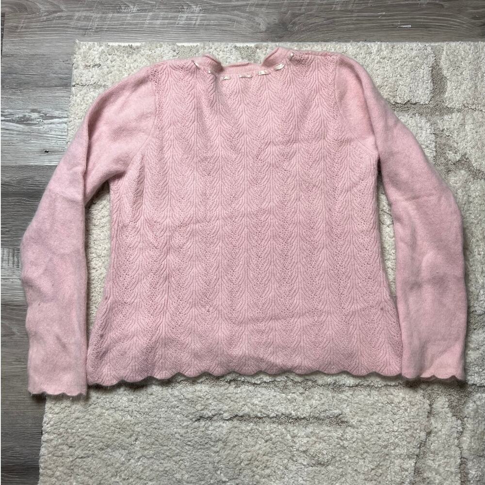 Lucy & Laurel Balletcore Pink Knit Sweater XL Fairycore Lace-Up Angora Blend - Picture 3 of 10